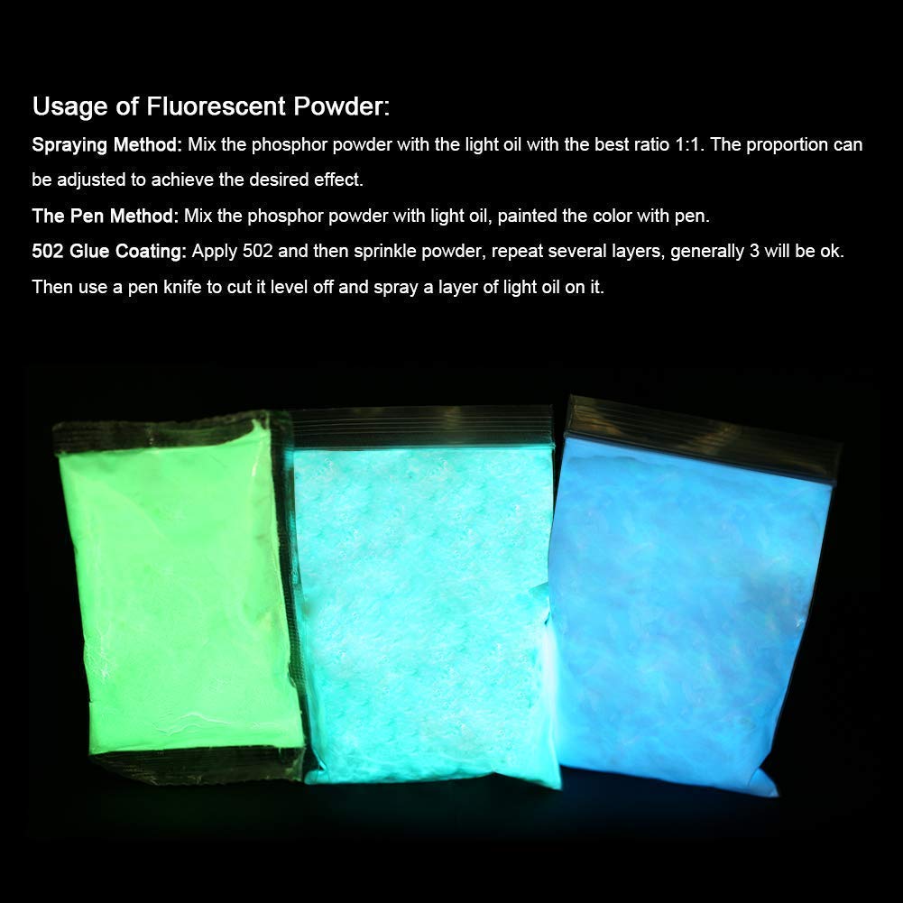 Poudre Fluorescente - 3 X 100 G - Pigment Luminescent Non Toxique - Couleurs Néon Pour Déco Et Nail Art
