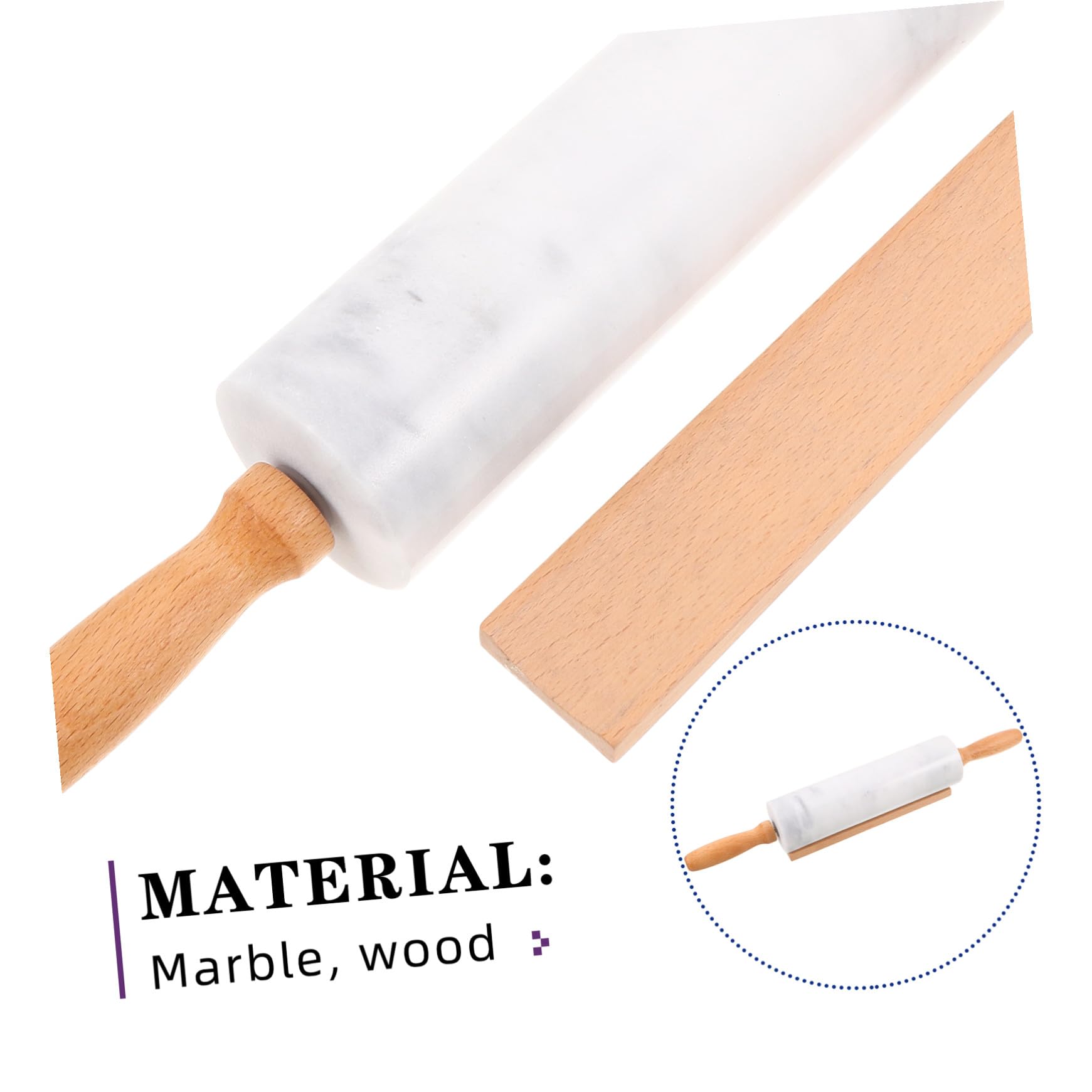 3 Piezas Rodillo de Mármol para Repostería Rodillo Ergonómico Antideslizante para Masa de Fondant Pan Pizza y Pastelería Herramienta de Cocina para Uso Doméstico