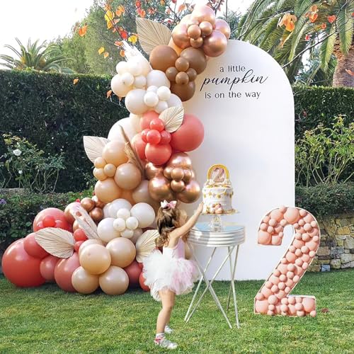 Image of Boho Blush Pink Brown Balloons, 12-Inch Retro Blush Brown Beige Latex Balloons Set for Bridal Baby Shower Girl Birthday Wedding Decoration