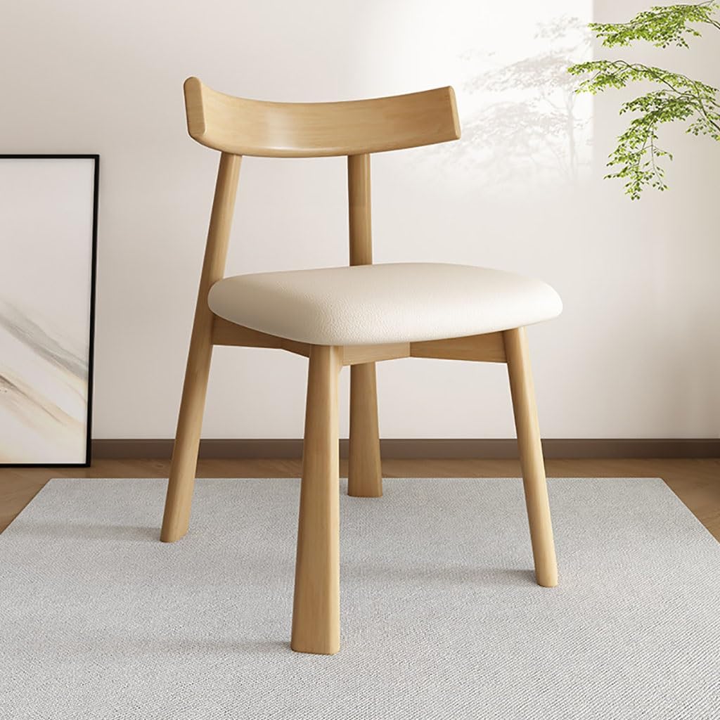 Esszimmerstuhl aus Massivholz, 2er-Set, nordisches Nappaleder, weiche Tasche, Freizeit, Bürostuhl für Wohnzimmer, Esszimmer, Schlafzimmer, Schreibtisch, Büro, Küchentheke