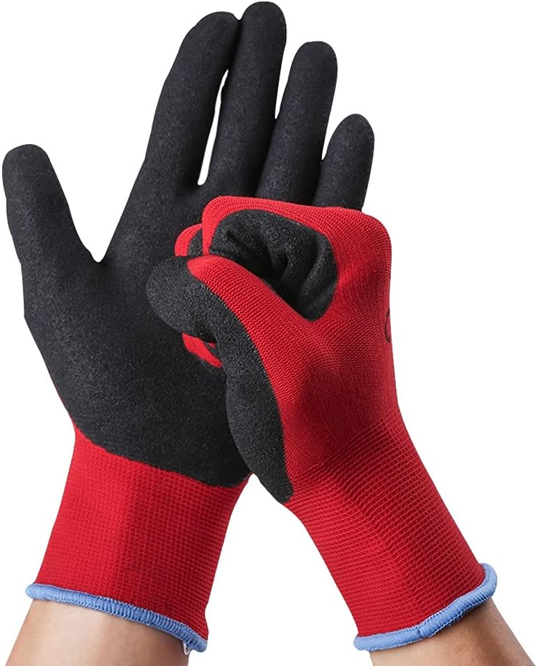 Gloves Gardening Gloves, Men's and Women's Work Protective Gloves, Wear-Resistant Non-Slip, Multi-Purpose (Color : Red)