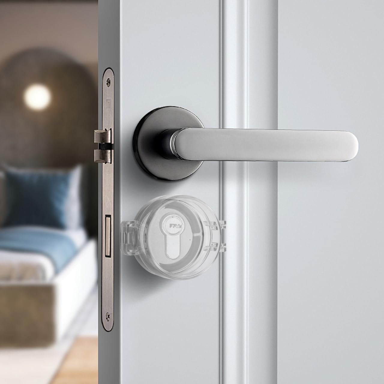 Child Safe Door Lock Cover 3-Pack Clear Protective Door Knob Covers for Home School Kitchen - Prevent Accidental Deadbolt Locking and Enhance Child Safety