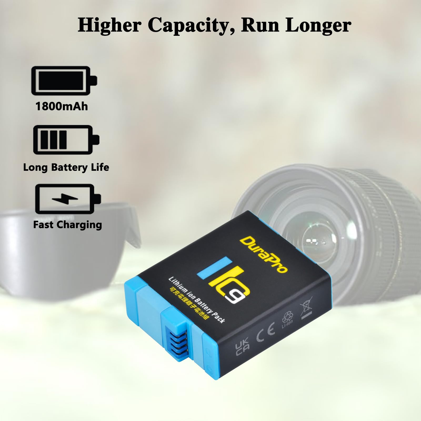 DuraPro 2x 2100mAh Akkus + Ladegerät Für GoPro Hero 13 Black – Mit LCD-Anzeige, Typ-C