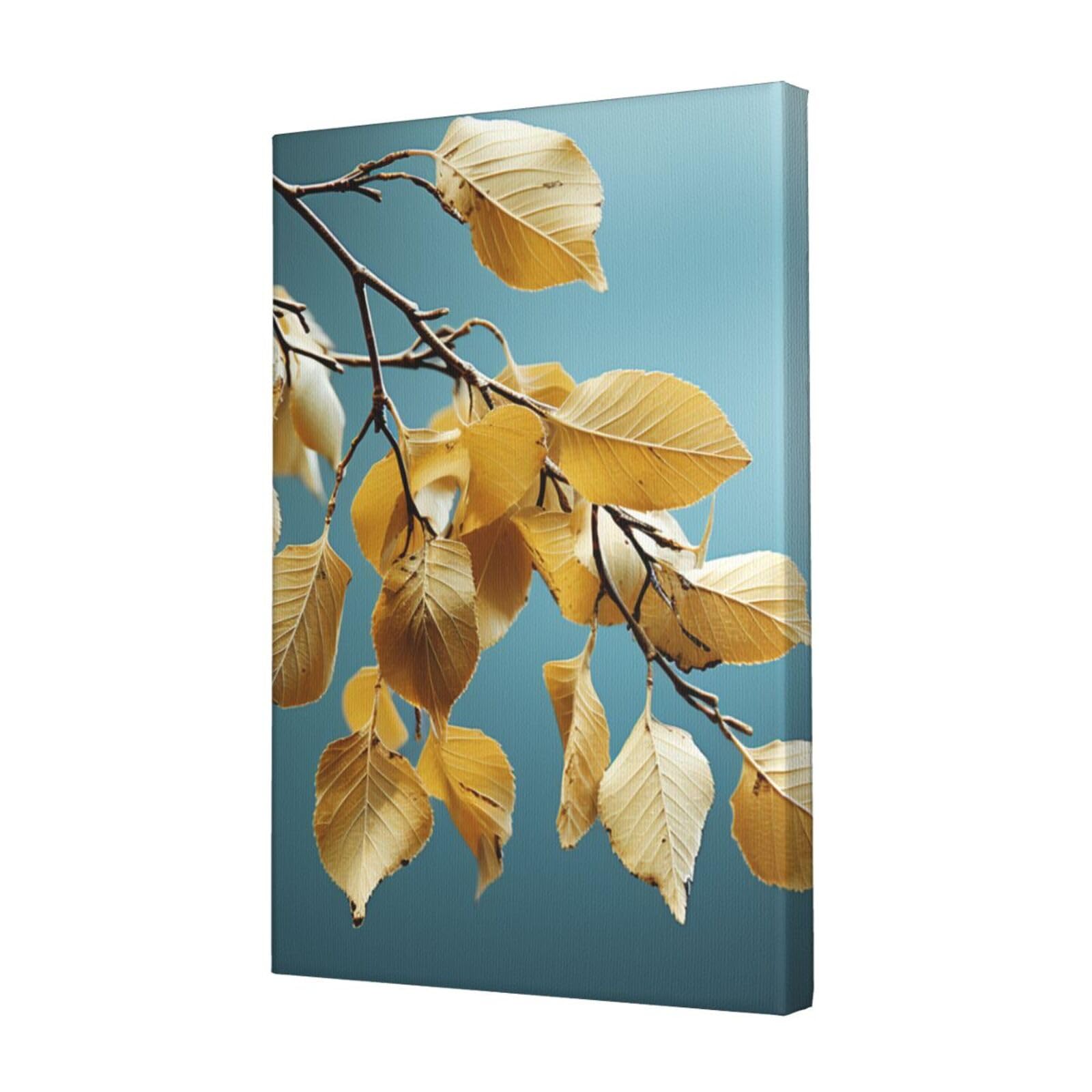 KLOPH Birch leaves Canvas Wall Art for Living Room 12"x18" Modern Artwork Painting for Bathroom Hanging Canvas Prints Aesthetic Wallart for Bedroom Kitchen Office Wall Decor
