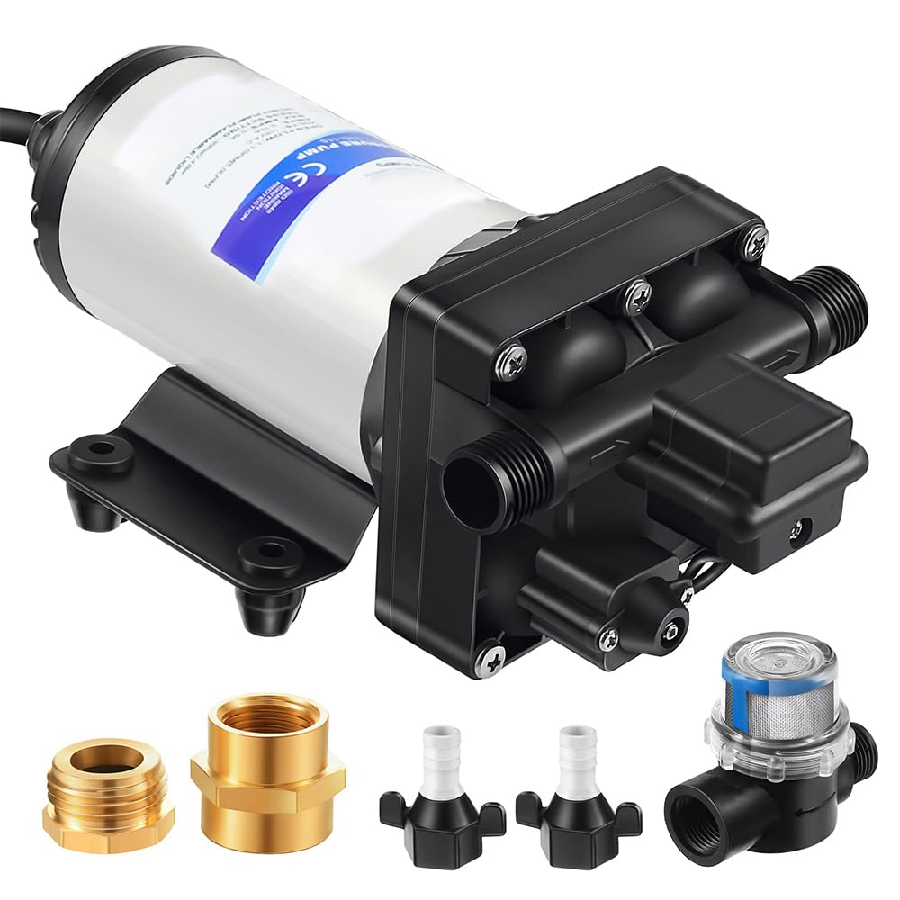 Pompa membranowa ciśnienia wody, 220 V, przemysłowa, samozasysająca, 5,5 GPM, 70 PSI, zwiększenie ciśnienia, pompa wspomagająca mycie do kuchni, łazienki, kampera, jachtu morskiego, węża