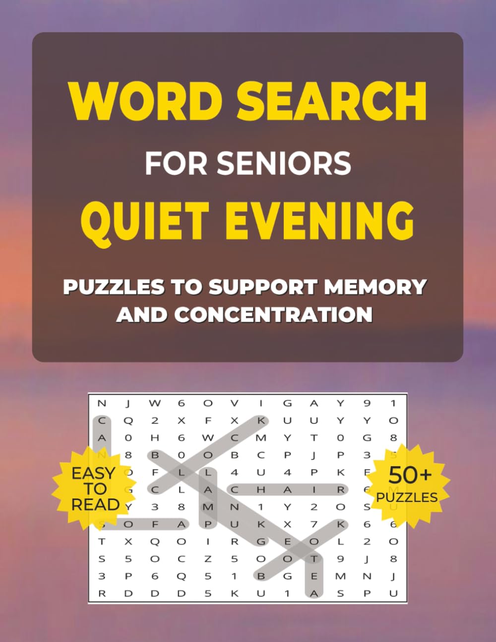 Word Search for Seniors — Quiet Evening: Relaxing Large Print Puzzles (8.5x11): Calming Word Search Puzzles for Seniors | Gentle Brain Games for ... — ... — Simple Pleasures 8.5x11, Large Print)