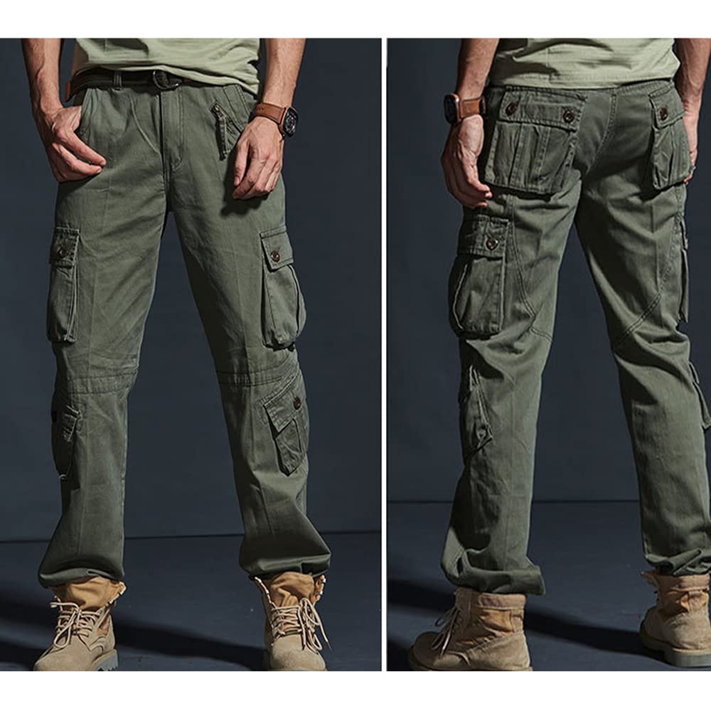 Pantaloni Cargo Vintage Pantaloni da Lavoro per Uomo Pantaloni da Esterno in Cotone Pantaloni Tattici da Combattimento con Molte Tasche Pantaloni Ranger Uomo