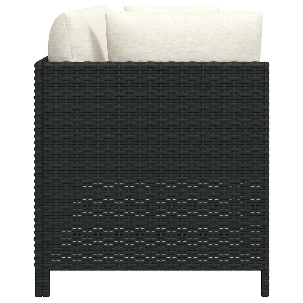 vidaXL Sofá de Jardín de 4 Plazas con Cojines Patio Terraza Balcón Salón Sala de Estar Exterior Muebles Mobiliario Almohada Ratán Sintético Negro