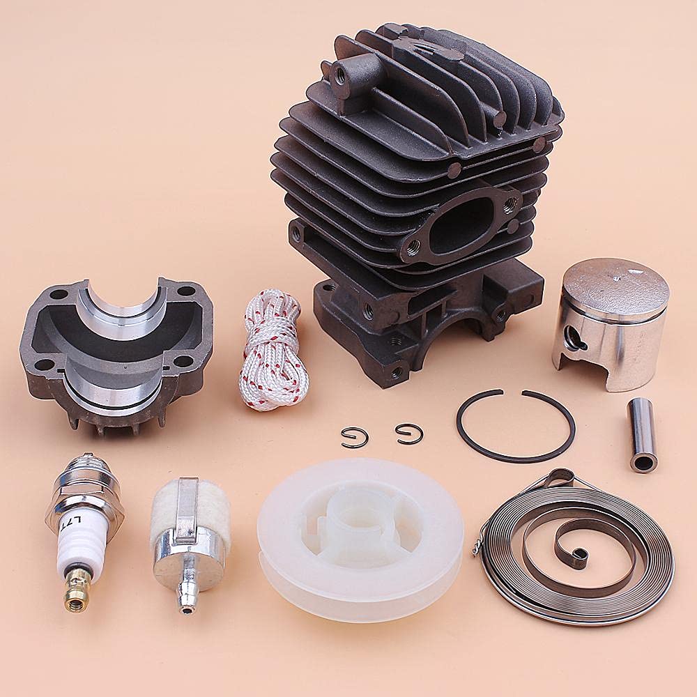 Kit de Base cárter Motor pistón Cilindro 34 mm, Compatible con polea Arranque Retroceso 2500 CC, Resorte, Cuerda, bujía, Pieza Motosierra