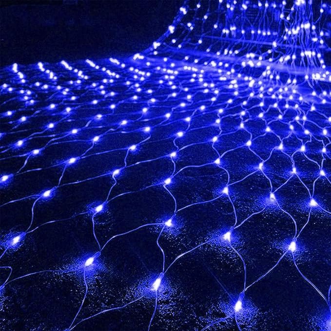 SHANJIA Garden Net Lights Battery Operated, 1.5mx1.5m 96LED Mesh Fairy String Lights Fairy Net Lights 8 Modes Waterproof Net Mesh String Lights for Garden Balcony Decor (Blue)
