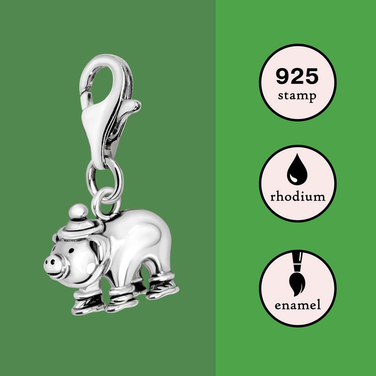 Quiges Charm con Cierre en Argent 925 Genial para Pulseras