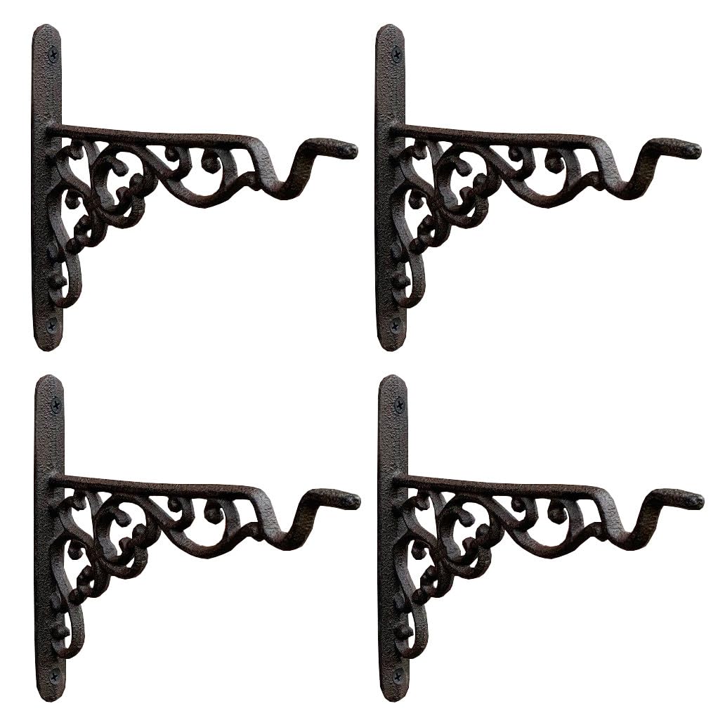 Selections Cast Iron Decorative Hanging Basket Brackets 20cm (Pack of 4)