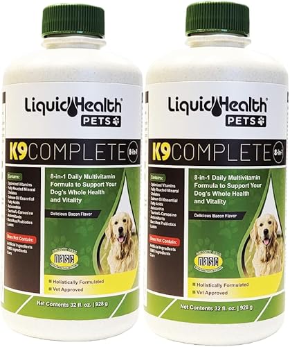 LiquidHealth Multivitamínico líquido 8 en 1 K9 de 32 onzas para perros y cachorros fórmula completa todo en uno dieta para perros mayores vitaminas