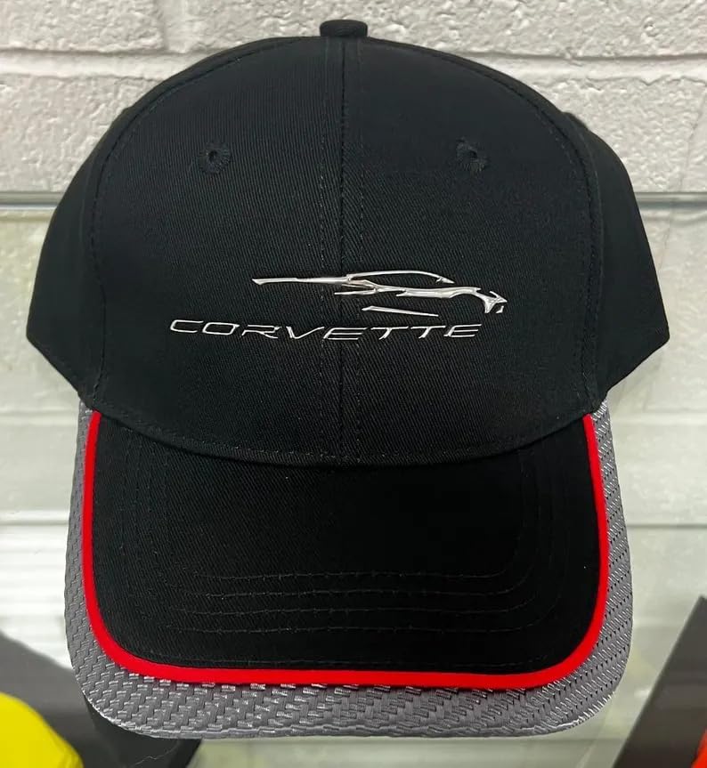 C8 Corvette Next Generation Gesture Logo Hat - Chevrolet Performance Cap with Carbon Fiber Accent & Red Stripe - Image 4