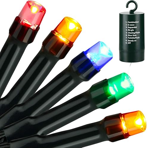 Joomer Luces de Navidad con pilas 100 luces LED de 33 pies impermeables 8 modos y temporizador automático para árboles de Navidad hogar jardín
