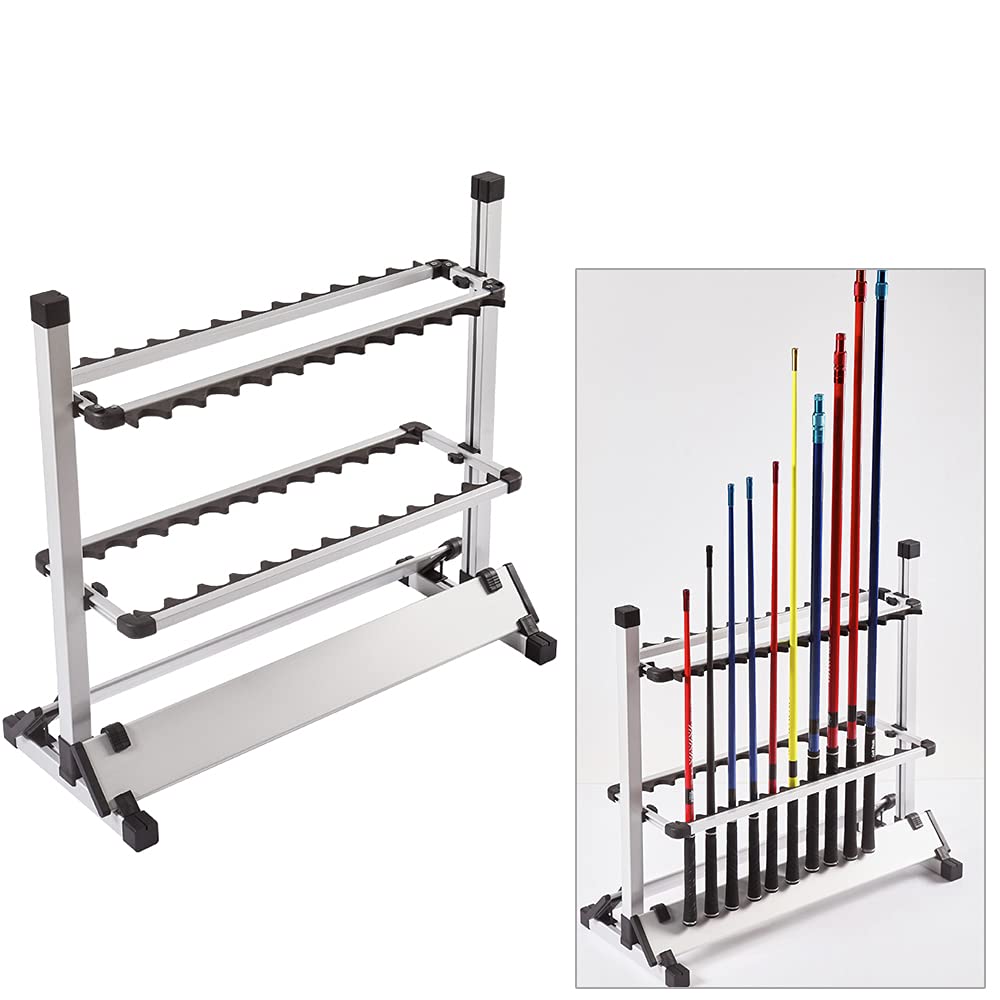 Supporto per canna da pesca per 24 canne da pesca in alluminio di alta qualità, supporto per canna da pesca, supporto per canna da pesca, supporto per interni ed esterni, 73 cm x 32,5 cm x 72