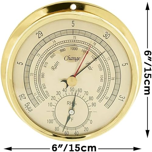 Barometer Analoge Wetterstation Wetterstation Analog 6 Zoll/15 Cm Aneroid-barometer, 3-in-1-luftfeuchtigkeit, Temperatur Und Luftdruck, Für Navigation, Luftfahrt, Haushalt, Bergsteigen – Bild 3
