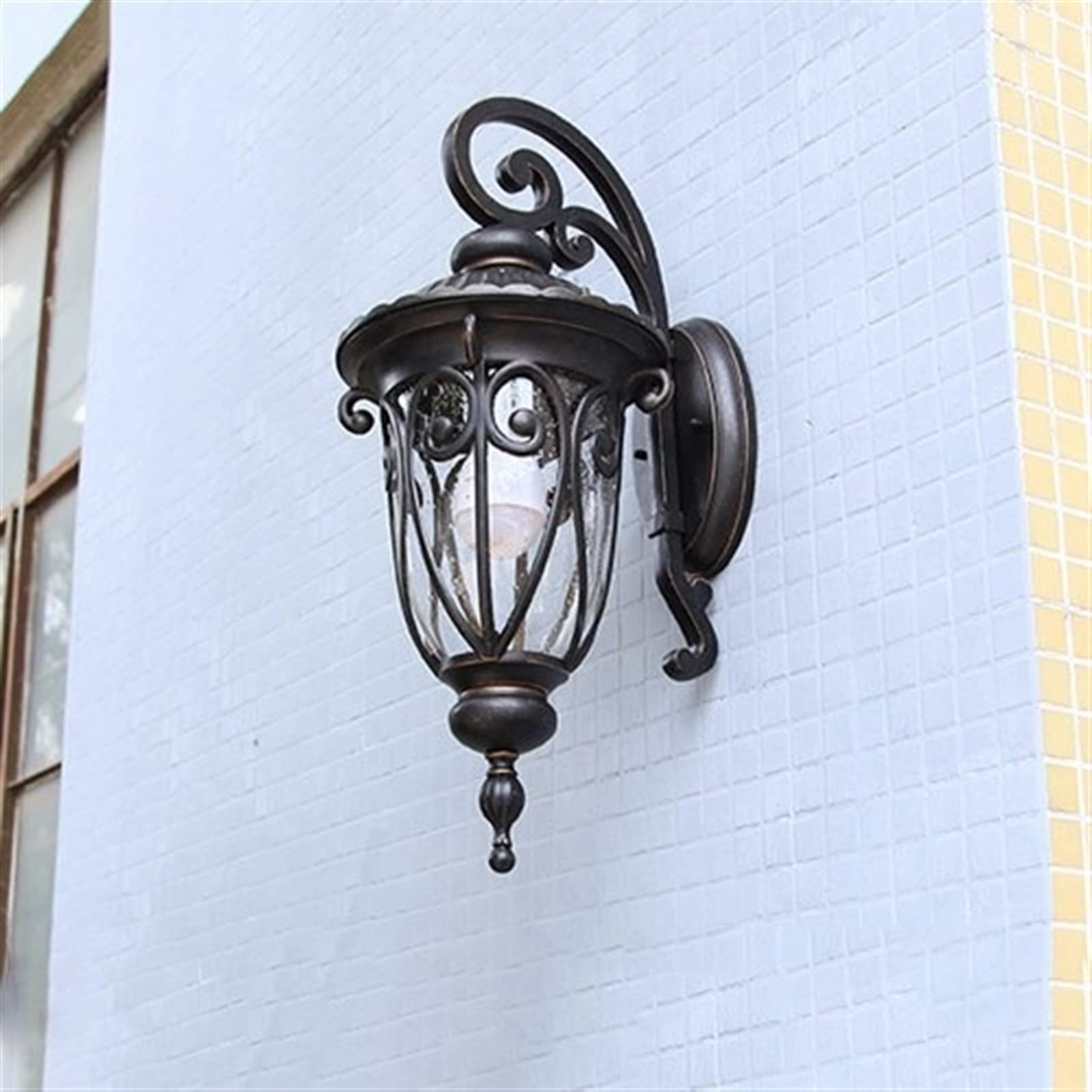 Lampada da Parete Moderna per Esterni, Lampada da Parete Europea E27, lampade da Parete in Vetro - Applique da Parete in Alluminio in Metallo Industriale retrò Europeo i(Down-Small