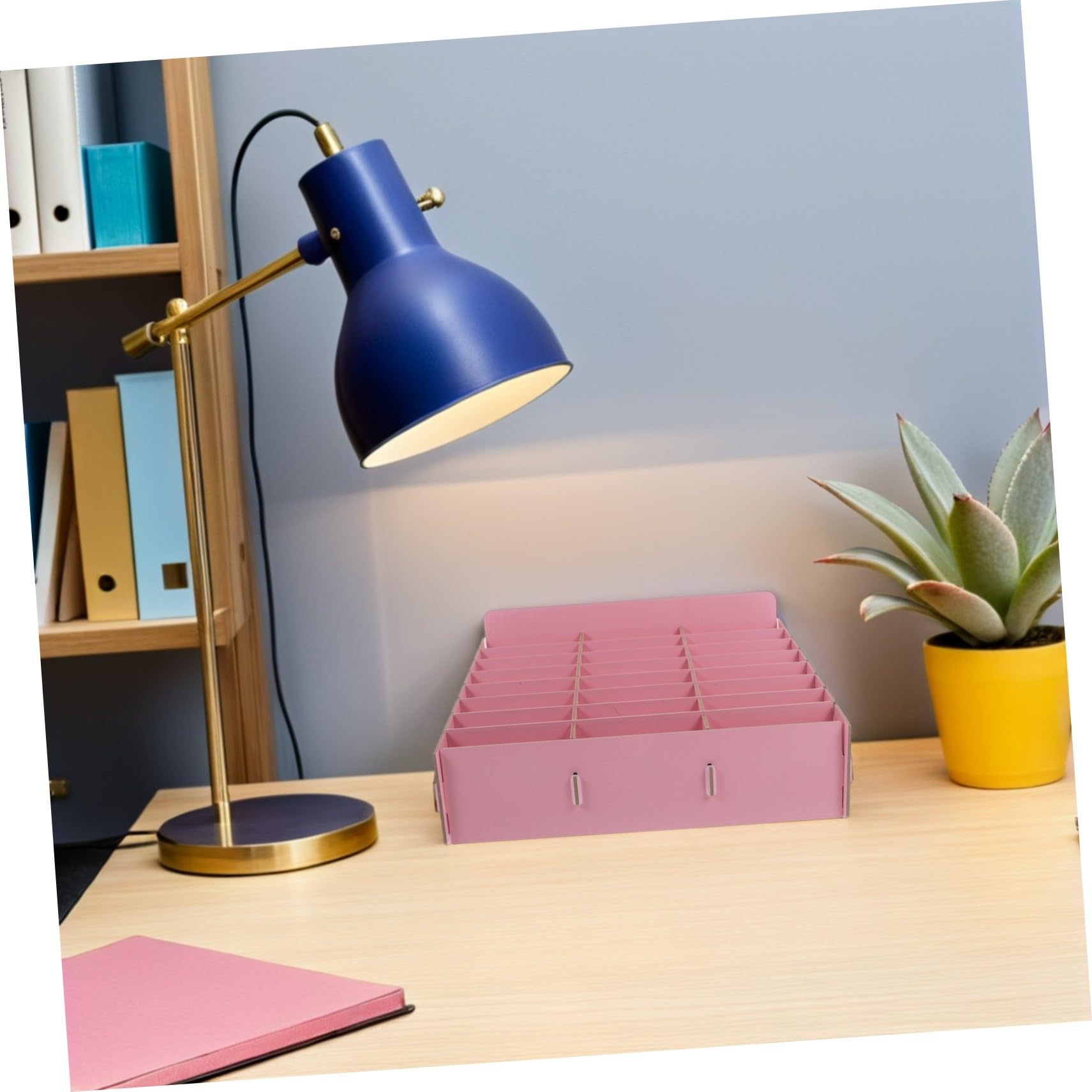 SHINEOFI Organizer in con Scomparti per Cellulari e Accessori Scatola Cellulare Scrivania Rosa Portaoggetti Multifunzione per Insegnanti Ufficio e Aula Scuola