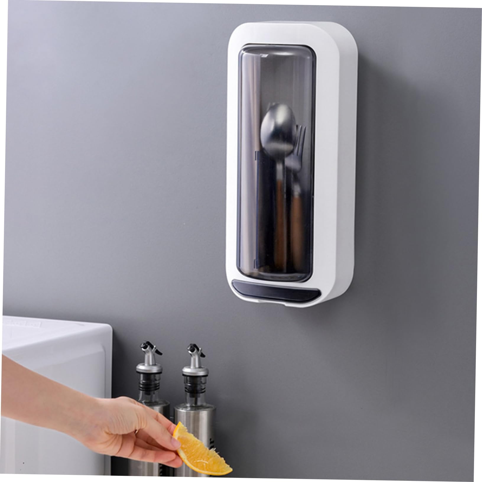 PRETYZOOM 1Pc Self Adhesive Wall Mounted Cutlery Rack Detachable Frosted Chopsticks Holder for Efficient Storage of Forks Spoons and Utensils Compact Design for Kitchen Organization
