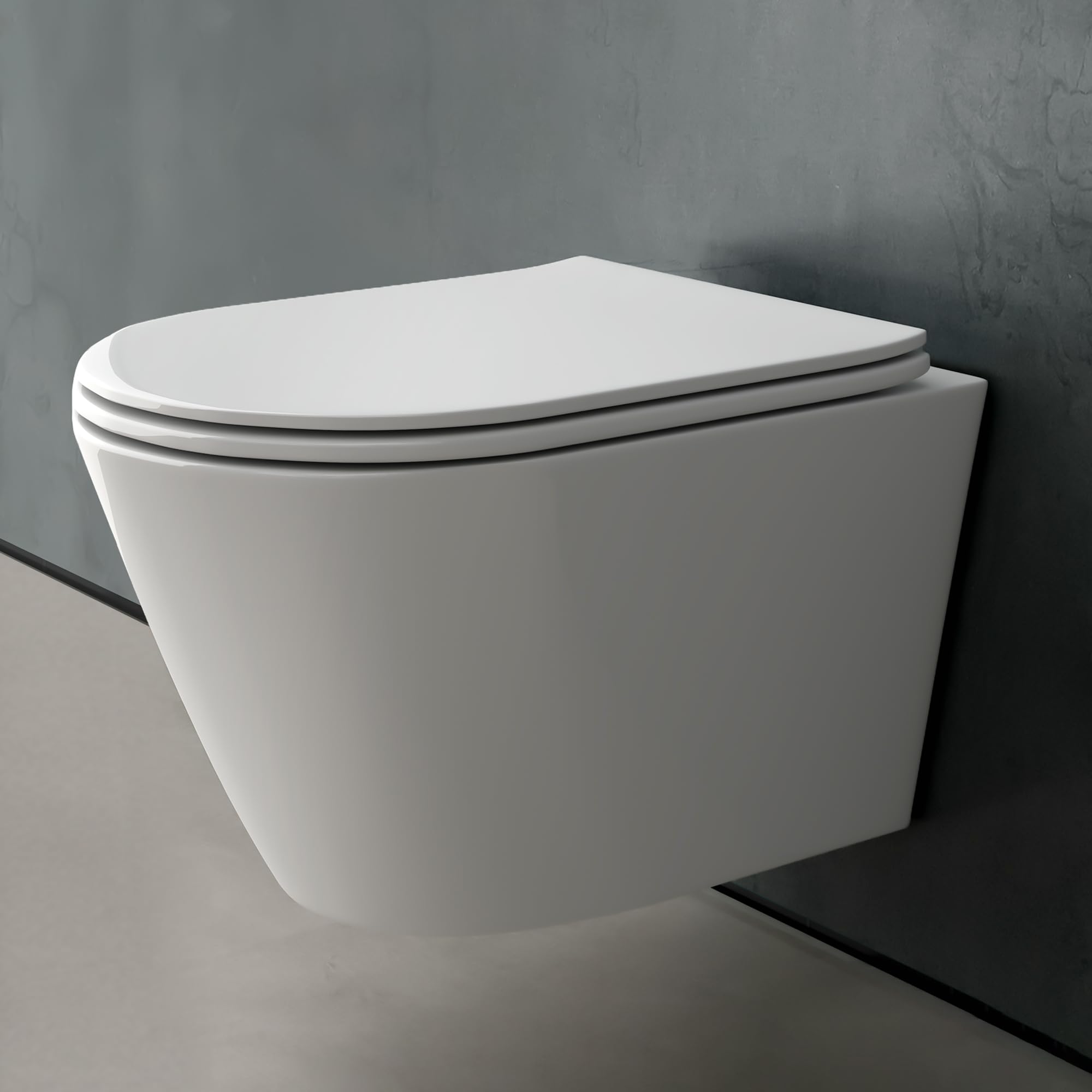 Alpenberger Wand WC Spülrandlos | Hänge WC Komplettset aus Kloschüssel und WC Sitz mit Absenkautomatik | Toilette mit Nano Beschichtung | Passend Geberit