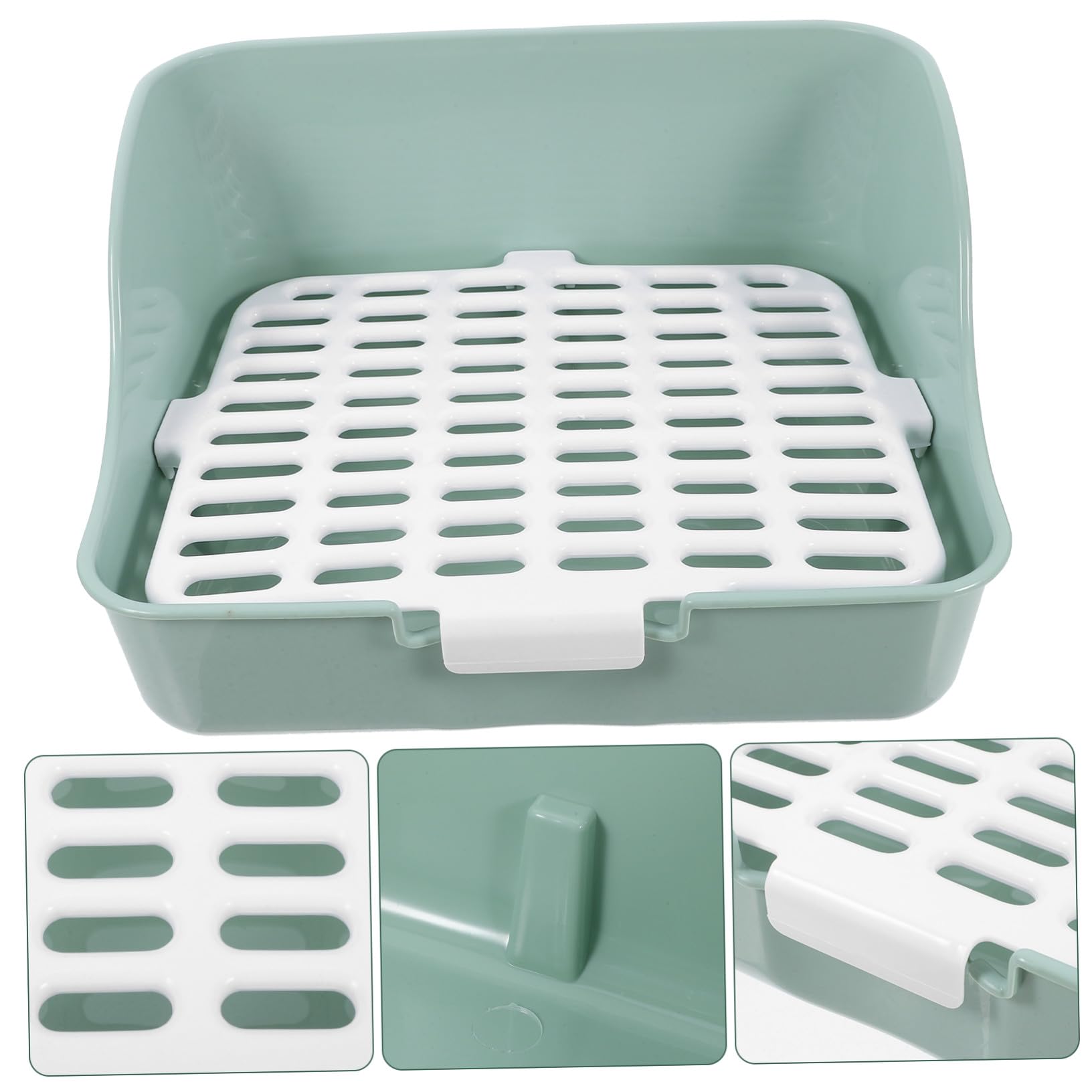 Kaninchentoilette Eckschale aus Abs mit Antispritz Design und Komfortabler Umgebung Große Meerschweinchen Töpfchen für Kaninchen und Zwergkaninchen in Hellem Grün