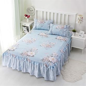 Bed Skirt Cotton lace Four Seasons Valance Simple Non-Slip Bed valances Double Bed Valance Fitted Sheet King Resistant Ruffled Valance Sheet Washable dust Ruffle