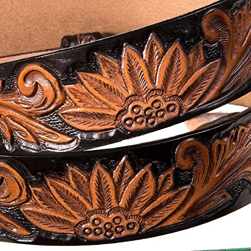 Tony Lama Women's 1.5" Black Delheart Daisy Belt Black L2