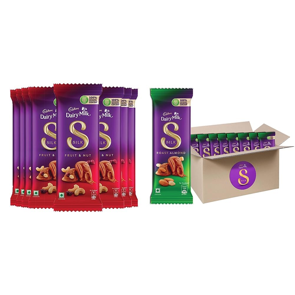 Cadbury Dairy Milk Silk Fruit & Nut Chocolate Bar, Pack of 8 x 55g