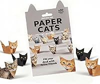 DIY Origami Paper Cats Kit - 50 Sheets Pre-Printed Cute Cat Patterns, Easy Fold Craft for Adults Teens, Desk Decor & Cat Lover Gifts