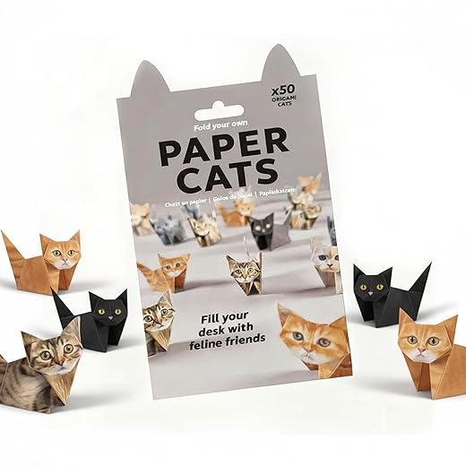 DIY Paper Cats - 50 Sheets DIY Origami Paper to Fold Cute Cat Figures, Fun Creative Art Project, Desk Decor and Gift for Pet Lovers (Cat)