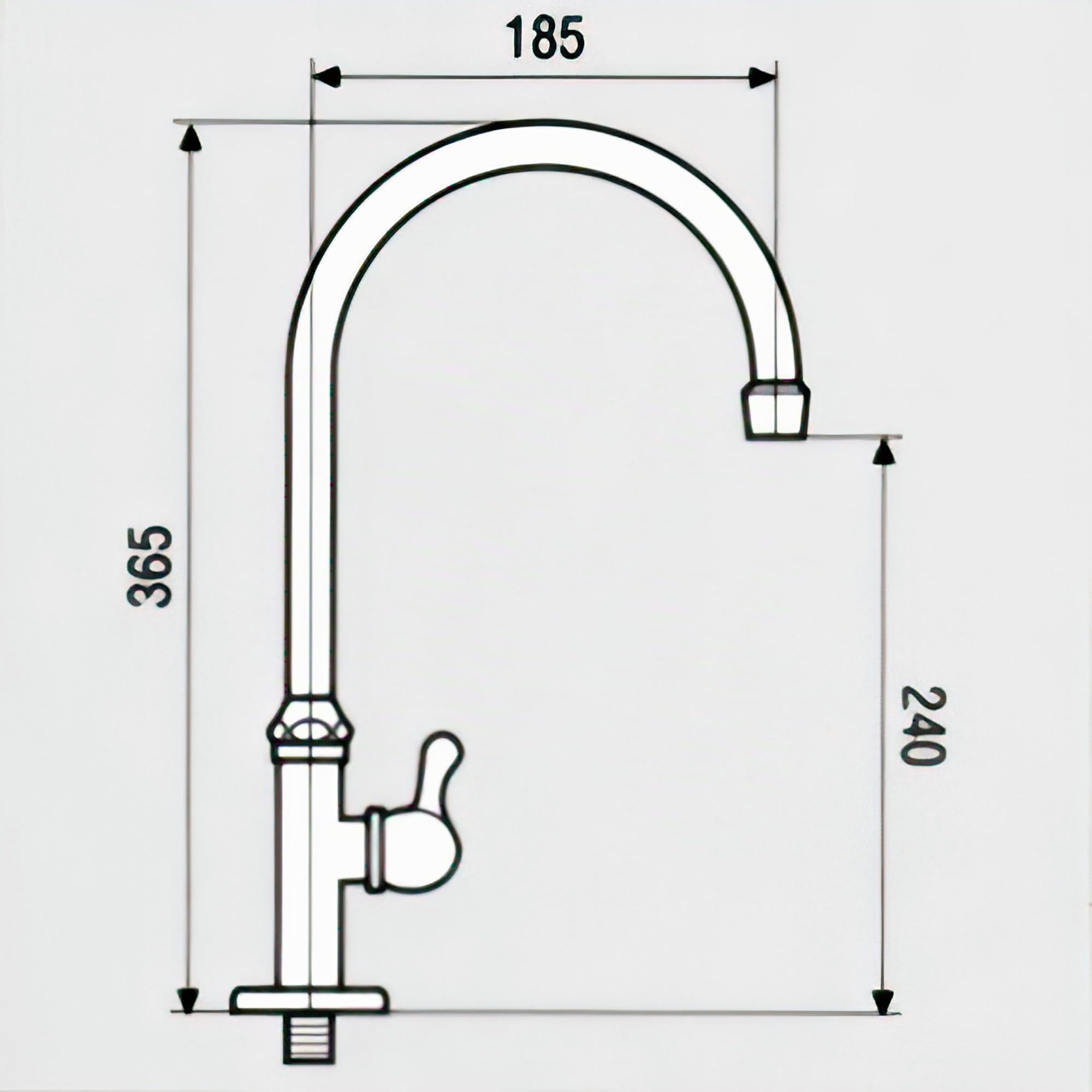 L'ARTISTICA F.LLI PERINCIOLI | Rubinetto Monoforo Bocca Alta Bronzato | A colonna, a tubo, in ottone monoforo con canna alta per interno ed esterno, 365x185mm