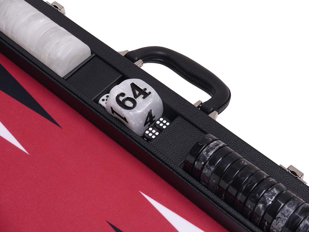 Wycliffe Brothers 21" Tournament Backgammon Set, Black Case, Red