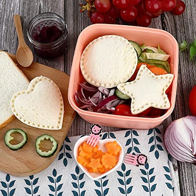Sandwich Cutter and Sealer,Round Heart Star 3Pcs Shapes Sandwich Decruster Press Mold+8pcs Stainless Steel Mini Vegetable Cookie Cutters,Bread Sandwich Decruster Pancake Maker DIY for Kids Bento