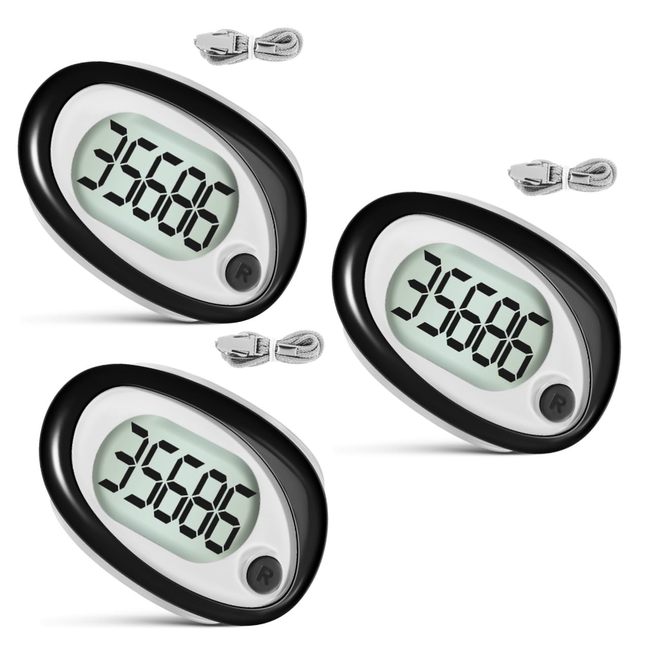 3 Pièces Podomètre avec Clip et Lanière Compteur de pour Randonnée et Marche Compteur Portable à Réinitialisation Facile