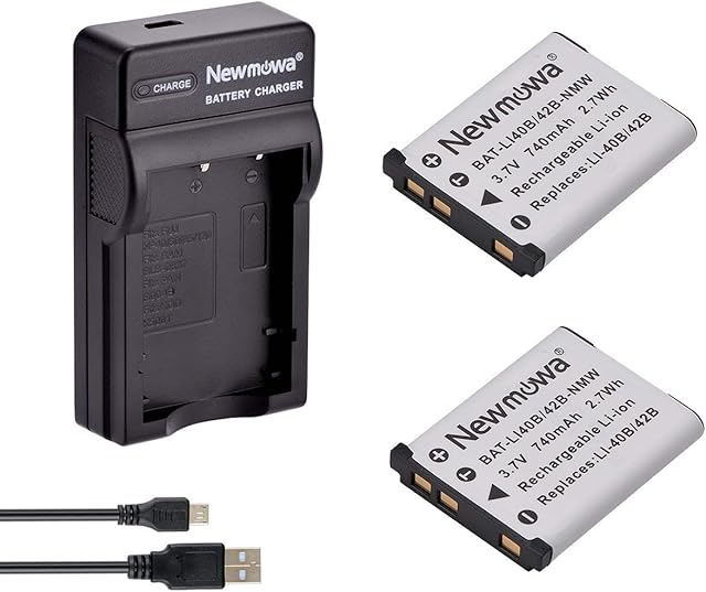 Newmowa Li-42B Replacement Battery (2-Pack) and Portable Micro USB Charger kit for Olympus Li-42B, Li-40B and Olympus Stylus 1040, 1050W, 1060, 1070, 1200, 7000, 7010, 7020, 7030, 7040, Tough 3000