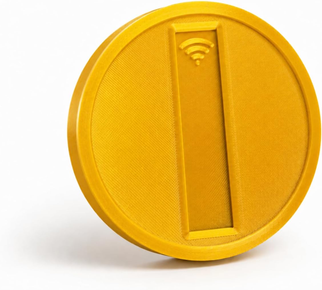 Formit Crafts Retro Gold Coin NFC Tap‑to‑Pay Accessory – Hidden Card Storage, Arcade Style Gamer Credit Card Protector, Secure Contactless Payment Holder for Everyday Carry & Gift Giving