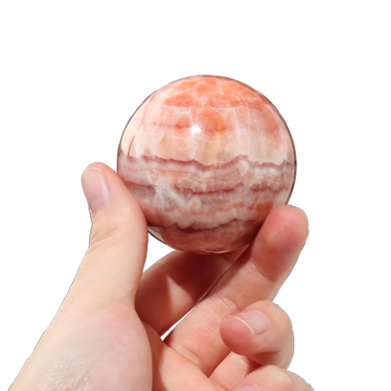 CNTUSRXT Rhodonite Pork Stone Ball Quartz Crystal Sphere Gemstones with Wooden Stand Hand Carved Home Feng Shui Ornaments,80~90mm Gemstone Stone