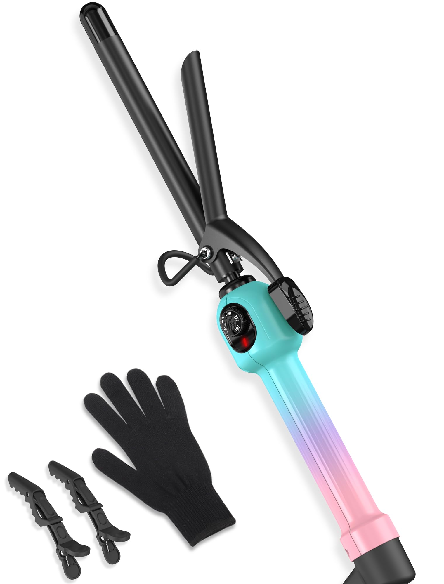 5/8 Inch Ceramic Small Curling Iron for Short Hair, 280-450°F Temp Dial