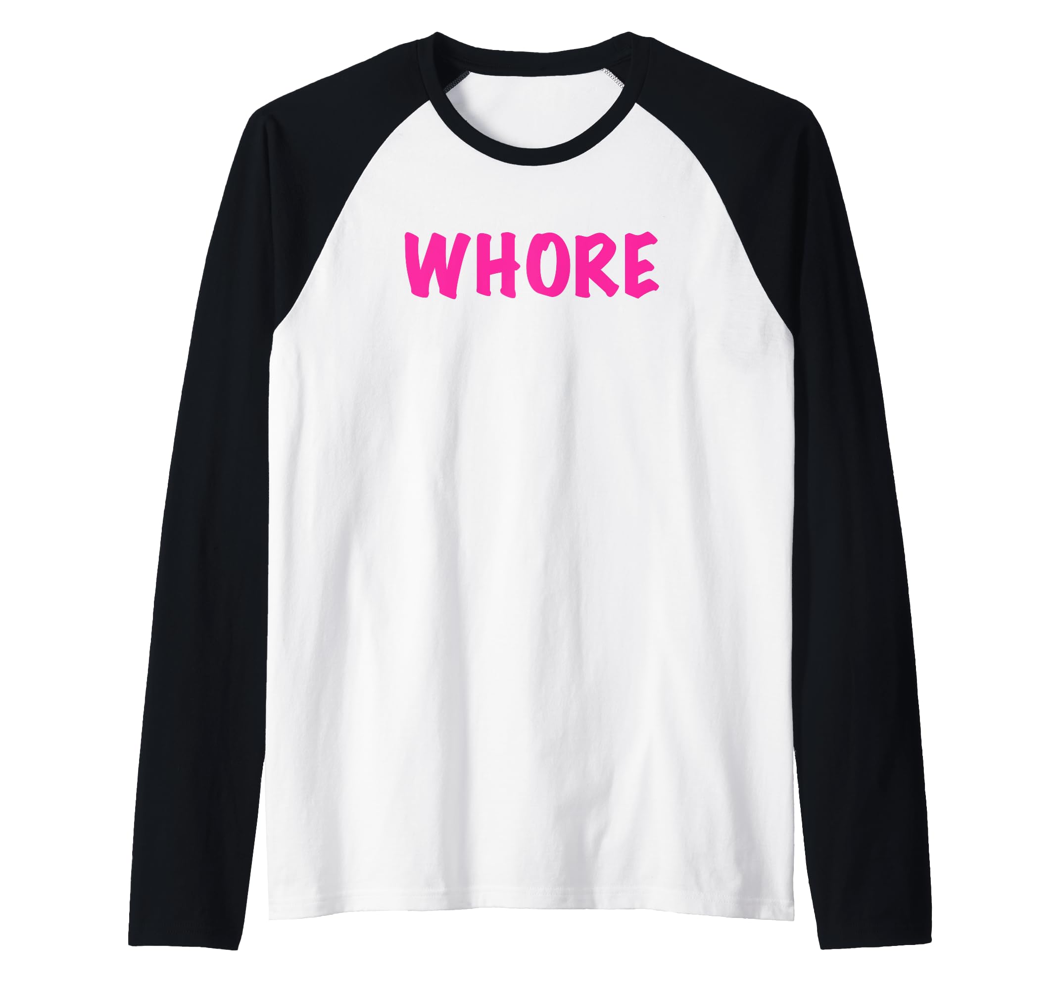 Whore: pink print T-shirt Raglan Baseball Tee