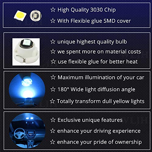 Image of WLJH 10x Ice Blue T4.2 Neo Wedge Led 3030 Chip 10mm Base Car Instrument Cluster Led Bulb Dashboard Gauge Bulb HVAC AC Heater Climate Control Lamps Switch Indication Interior Light Replacement | 3030 SMD, 9454848, Clock and Instrument Cluster Lights, HVAC Control, Direct Replacement, 360 Light Output, 10-Pack
