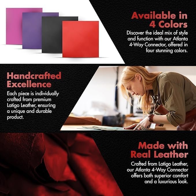 Miniatura 4 de Atlas Connector - Cuero Latigo grueso y resistente hecho a mano, Rojo True
