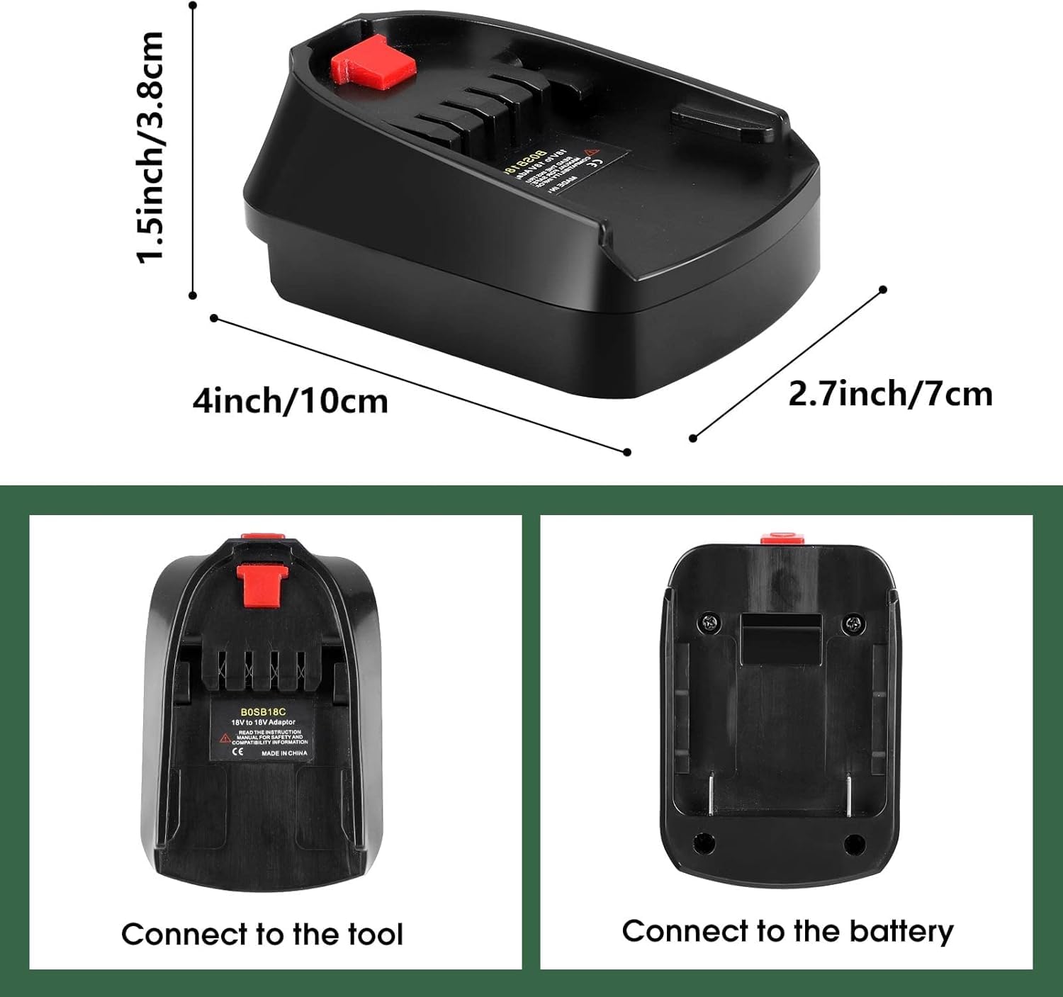 Adapter für Bosch Professional 18V Batterie, BOSB18C Batterieadapter für Bosch Professional 18V (Blau) Akku BAT619 BAT620 zu für Bosch Haus und Garten (Grün) Elektrowerkzeuge (GBA auf PBA)