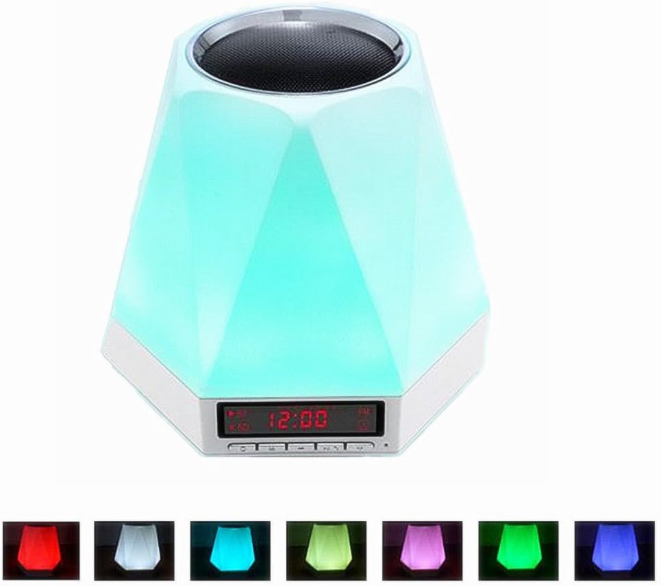 Touch Control Table Lamp with Wireless Bluetooth Speaker,IMMETO Portable Smart LED Sensor Desk Beside Lamp Dimmable RGB Multi Color Chang Night Light,with MP3 Player,TF Card Slot,Hands-Free Function