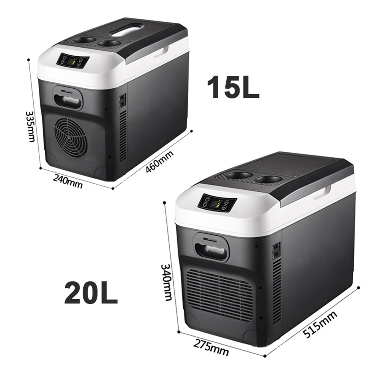 Mini refrigerador for Auto de 15L y 20L con Pantalla Digital, Ideal for Acampar al Aire Libre, picnics y Uso Dual for Auto y hogar.(Black 15L-EU-220V)