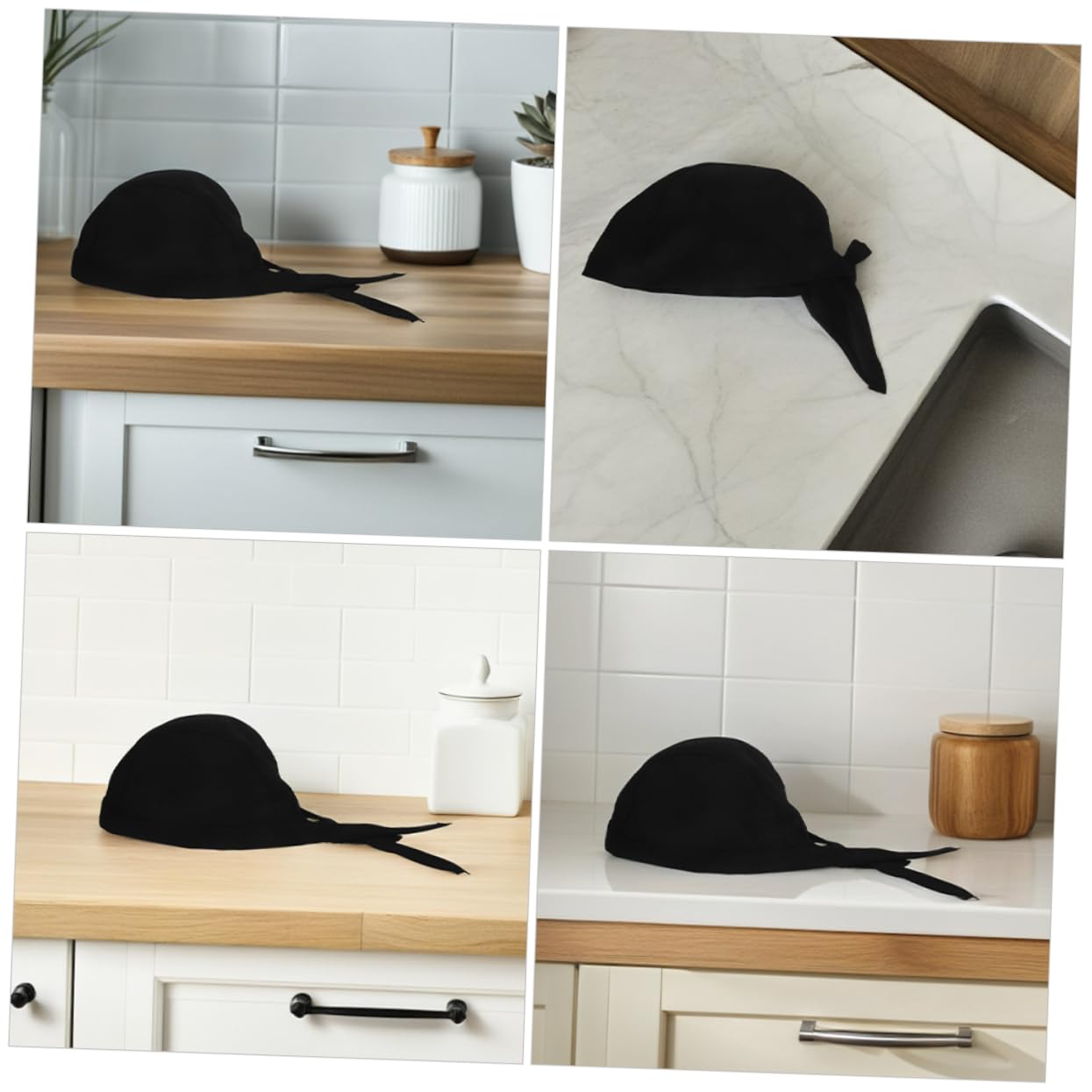 Cappello da Cuoco con Laccio, Regolabile, Unisex, Nero, 12 Pezzi
