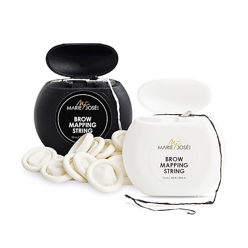 Precisión de mapeo de cejas Marie-José & Co - Cuerda profesional de mapeo de cejas negras, hilo de carbón negro de 33 pies para tinte de henna y