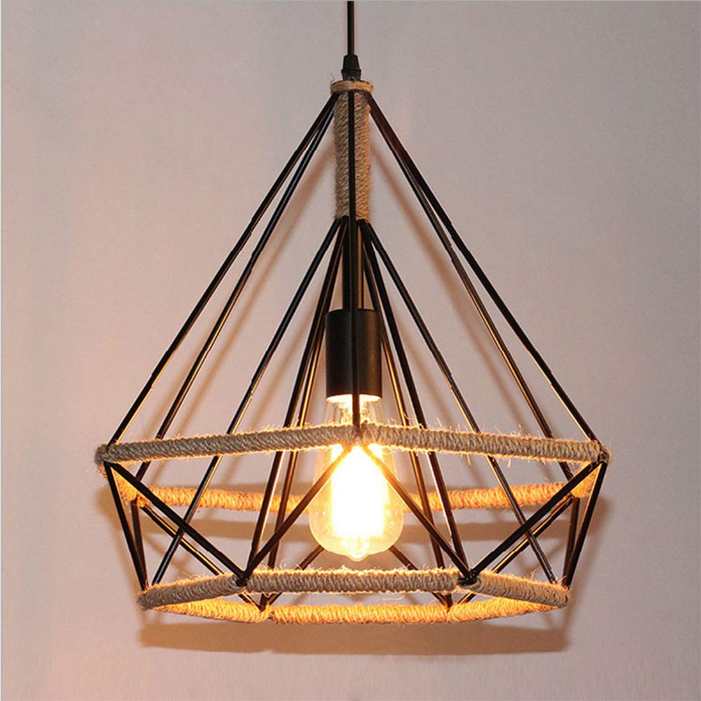 STOEX 3 Luces Lámpara de Techo Colgante Retro Industrial Luz de Araña Diamante Estilo Loft para Cocina Comedor Pasillo Sala de estar, Negro