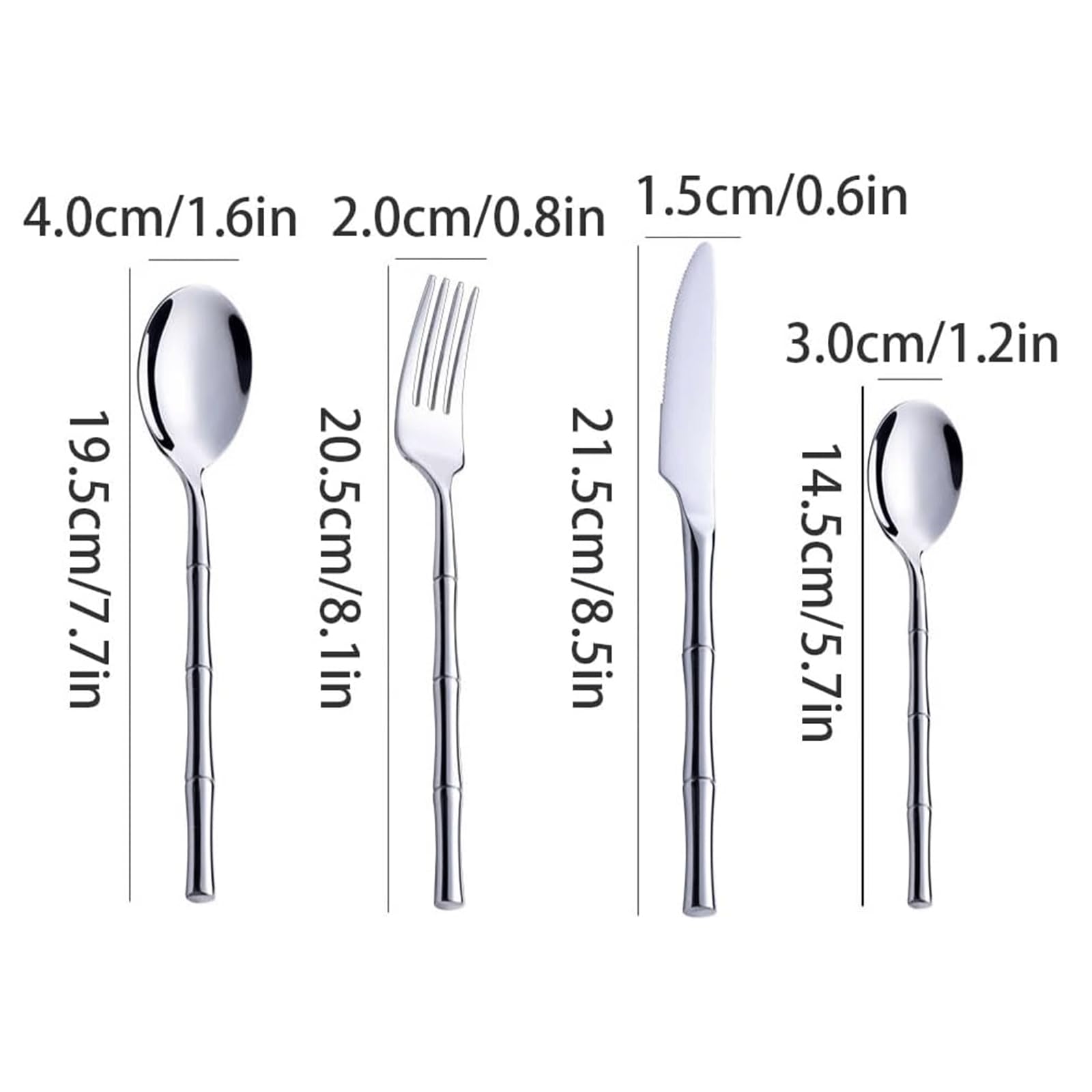 Ensemble d'argenterie 3/4 pièces, Couteau, Fourchette, cuillère, Couverts en Acier Inoxydable, Service de Couverts polis Miroir, fourchettes à dîner réutilisables