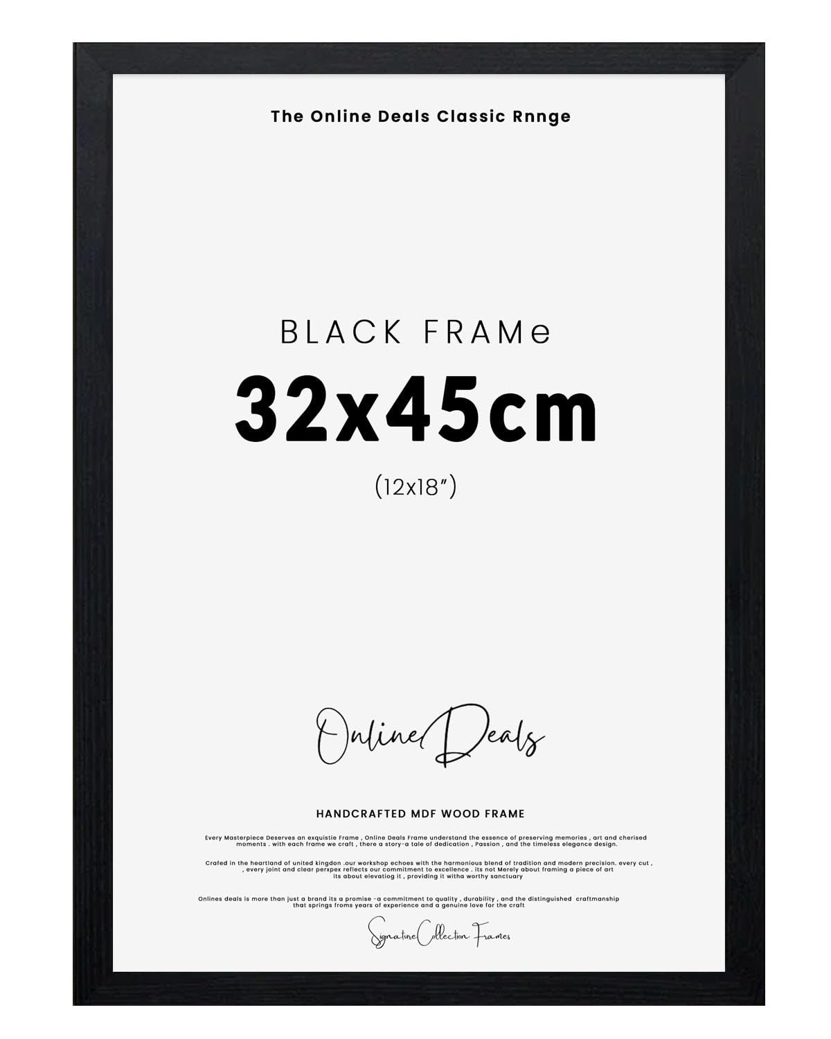 Online Deals Outlet Elevate Modern Poster Frame 45x32cm - Vintage Black Picture/Poster Frame with Wood Finish-Portrait/Landscape display Paintings, Art Galleries (Black)